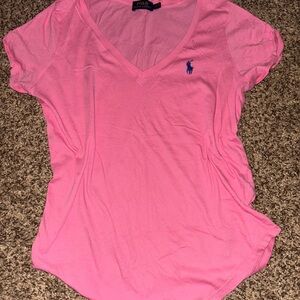 Polo by Ralph Lauren Bright Pink V-Neck Tee